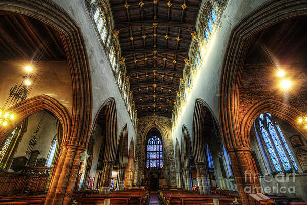 Yhun Suarez Art Print featuring the photograph Loughborough Church Ceiling And Nave by Yhun Suarez