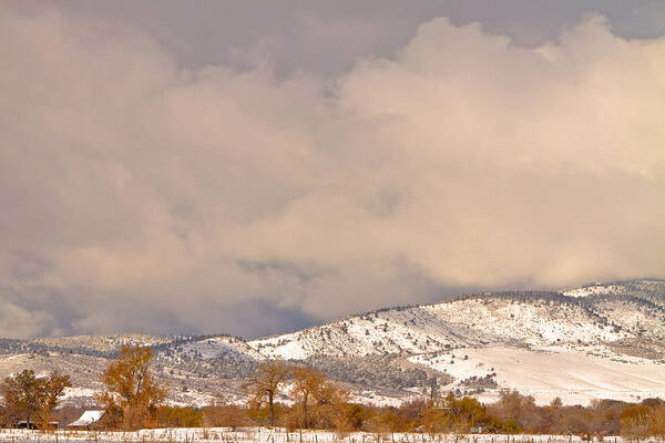 'low Clouds' Art Print featuring the photograph Low Winter Storm Clouds Colorado Rocky Mountain Foothills 4 by James BO Insogna