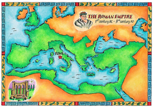 Horizontal Art Print featuring the digital art Map Of The Roman Empire by Jennifer Thermes