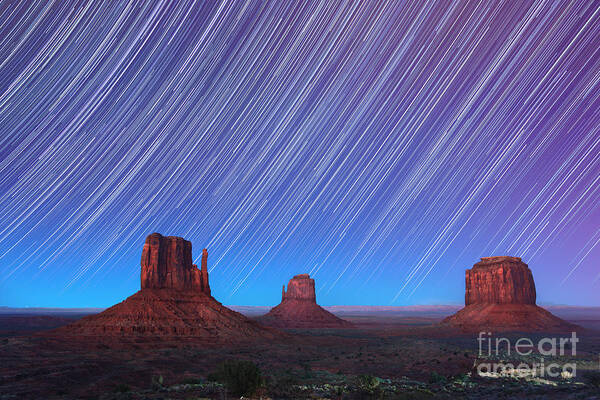 Abstract Art Print featuring the photograph Monument Valley Star Trails by Jane Rix