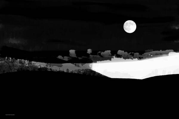 Ron Jones Art Print featuring the digital art Moonrise Adams Country by Ron Jones