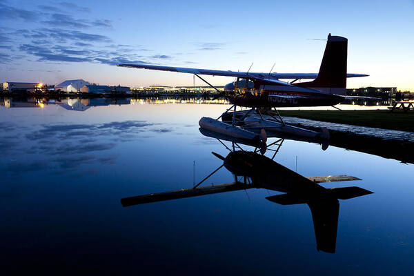 Airplane Art Print featuring the photograph Moored for the Night by Tim Grams