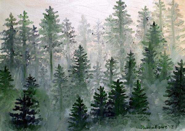 Trees Art Print featuring the painting Morning in the Mountains by Shana Rowe Jackson