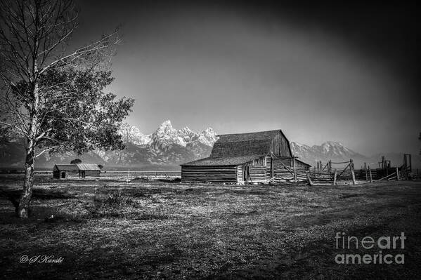 Grand Tetons Art Print featuring the photograph Moulton Barn BW by Sue Karski