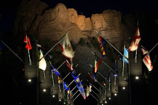 Mount Rushmore Art Print featuring the photograph Mount Rushmore By Night by Paul Svensen