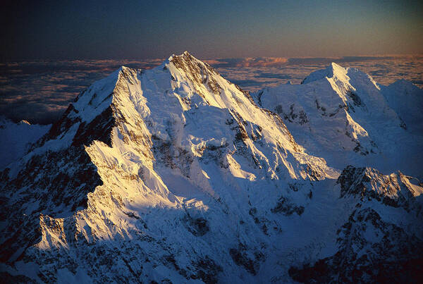 Aerial View Art Print featuring the photograph Mt Cook Or Aoraki And Mt Tasman, Aerial by Colin Monteath