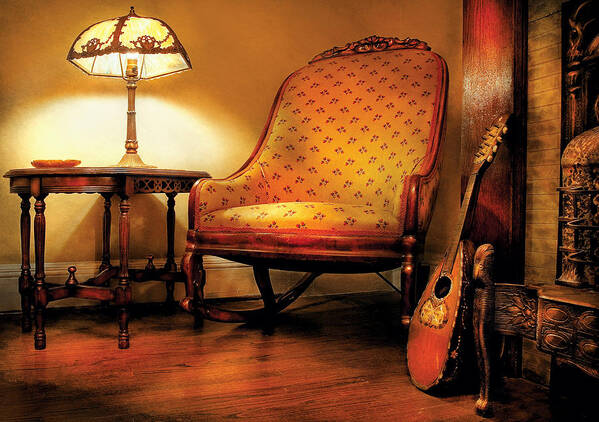 Savad Art Print featuring the photograph Music - String - The chair and the lute by Mike Savad