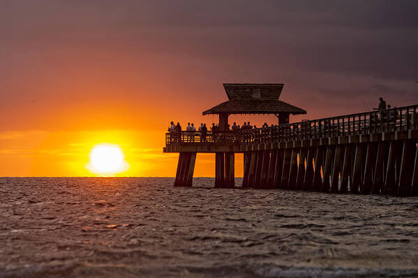 Nick Shirghio Art Print featuring the photograph Naples Pier Evening by Nick Shirghio