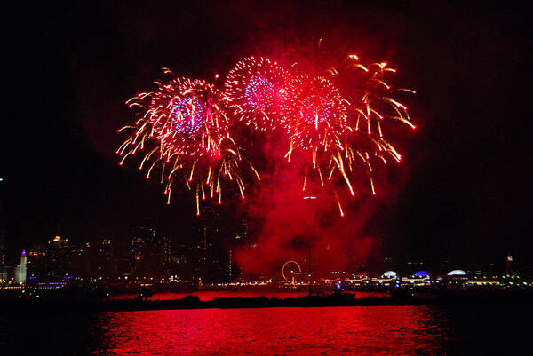 Chicago Art Print featuring the photograph Navy Pier Fireworks 3 by Lynn Bauer