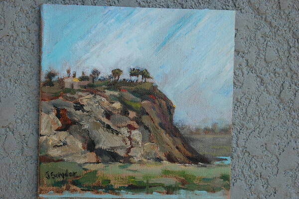 Newport Beach Back Bay Cliff Miniature Landscape Art Print featuring the painting Newport Beach Back Bay Cliff by Joyce Snyder