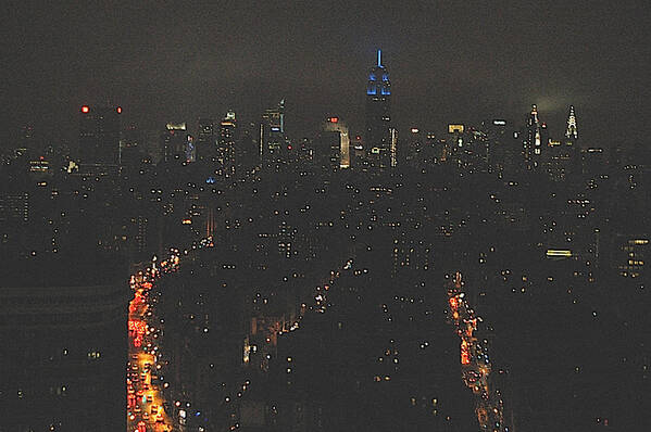 Empire State Building Art Print featuring the photograph Nighttime Manhattan Skyline From Houston Street by Tom Wurl