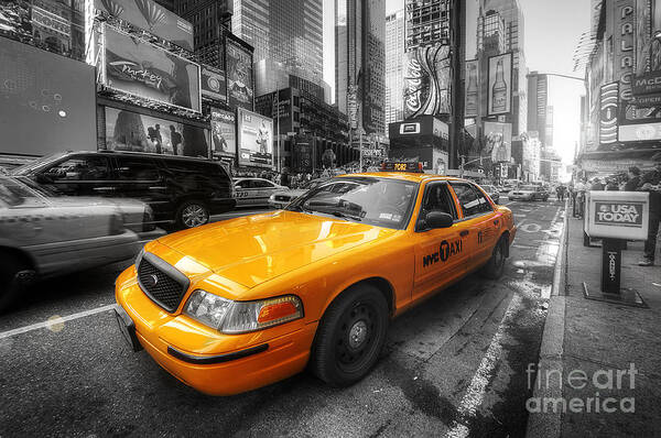 Art Art Print featuring the photograph NYC Yellow Cab by Yhun Suarez