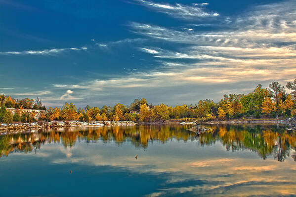 Klondike Park Art Print featuring the photograph Polarizing Autumn Lake by Bill and Linda Tiepelman