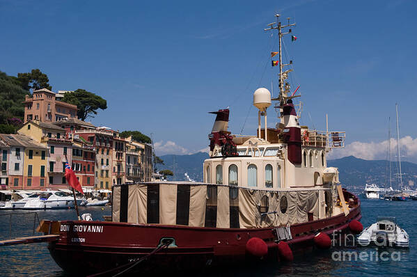 Tug Art Print featuring the photograph Portefino Tug by Jorgen Norgaard