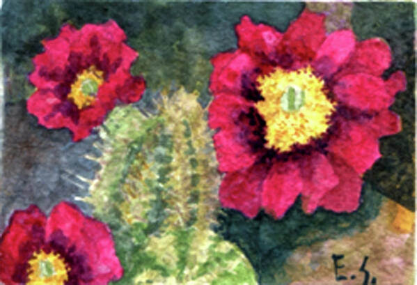 Arizona Art Print featuring the painting Purple Hedgehog Cactus by Eric Samuelson