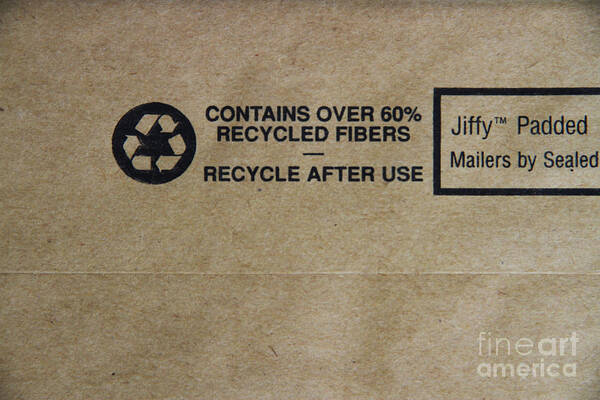 Green Art Print featuring the photograph Recycle Symbol On Mailer by Photo Researchers, Inc.