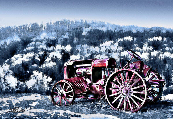 Tractor Art Print featuring the painting Retired Tractor by Suni Roveto