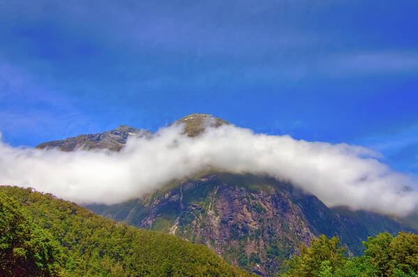 Clouds Art Print featuring the photograph Ribbon Cloud at Milford Sound by Harry Strharsky