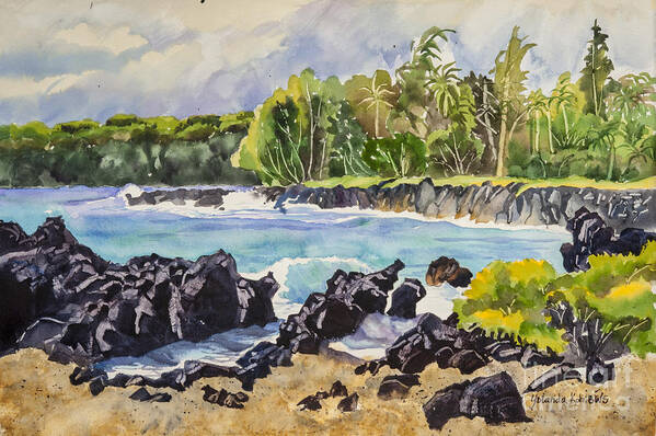 Seascape Art Print featuring the painting Road to Hana by Yolanda Koh