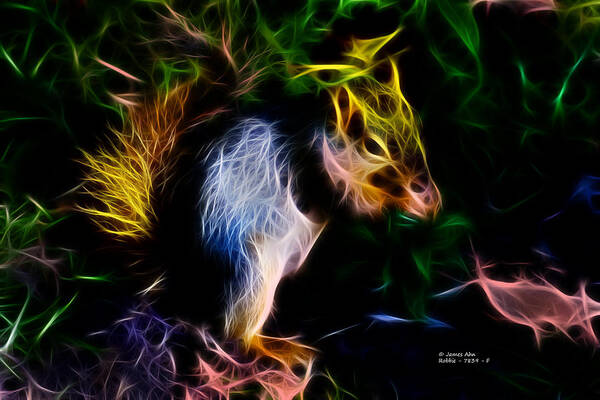 Robbie The Squirrel Art Print featuring the digital art Robbie the squirrel - 7839 - Fractal by James Ahn