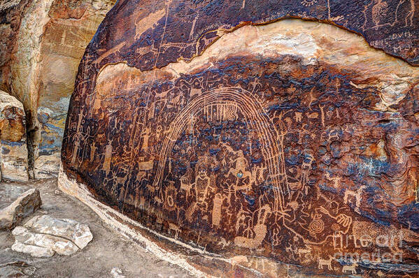 Petroglyph Art Print featuring the photograph Rochester Petroglyph Rock Art Panel - Utah by Gary Whitton