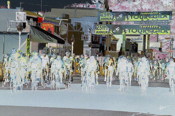 Criterium. Cycling Art Print featuring the photograph Rolling Down Bullard Street by Vicki Pelham