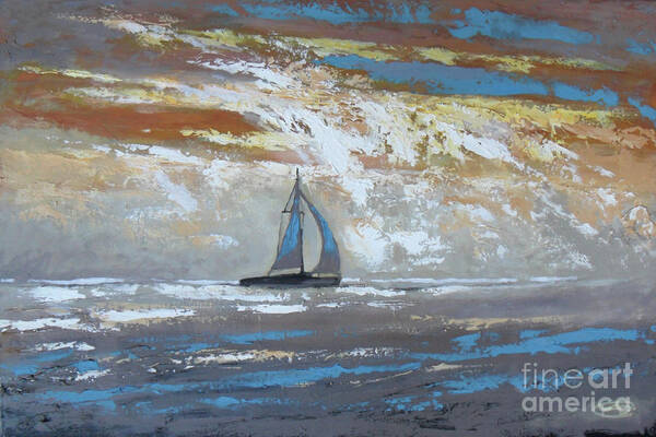 Sail Boat Art Print featuring the painting Sailing Through by Kip Decker