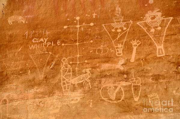 Pictograph Art Print featuring the photograph Sego Canyon Petroglyphs by Gary Whitton