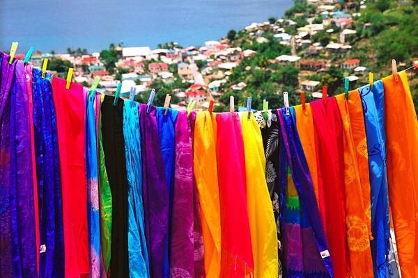 Travel Art Print featuring the photograph St. Lucia / Scarves by Claude Taylor