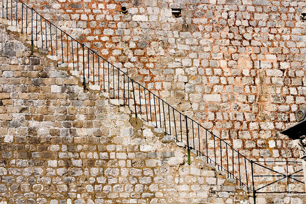 Antiquity Art Print featuring the photograph Stairway up to the top of the Ancient Dubrovnik Wall by Thomas Marchessault