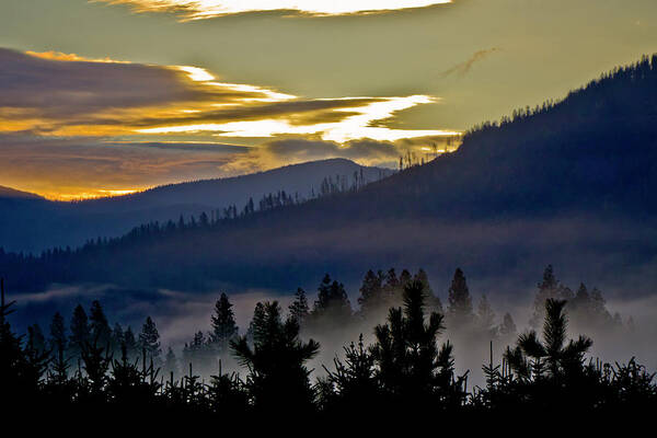 Cabinet Mtns Art Print featuring the photograph Sunrise and Valley Fog by Albert Seger