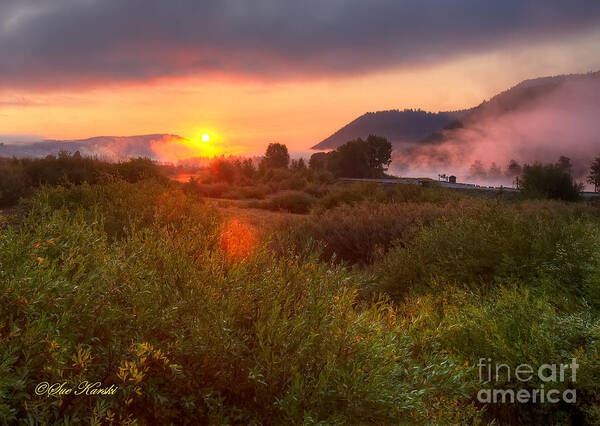 Grand Tetons Art Print featuring the photograph Sunrise at Snake River by Sue Karski