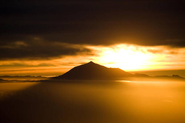 Sunrise Art Print featuring the photograph sunrise behind Mount Teide by Ralf Kaiser