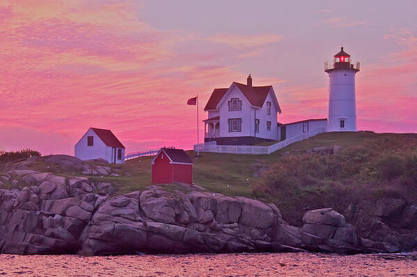Lighthouse Art Print featuring the photograph Sunrise Nubble Lighthouse by Dale J Martin