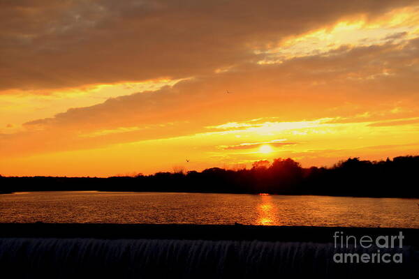 Water Art Print featuring the photograph Sunset on the Merimack by Lennie Malvone