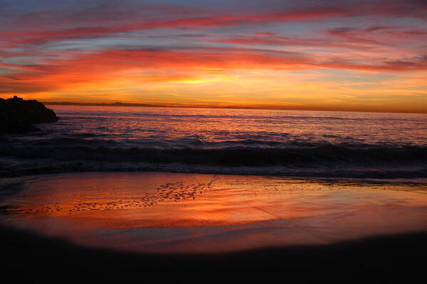 Beach Art Print featuring the photograph Sunset Reflected by Wanda Jesfield