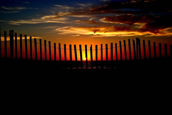 Sunset Art Print featuring the photograph Sunset through the Fence by Liz Vernand