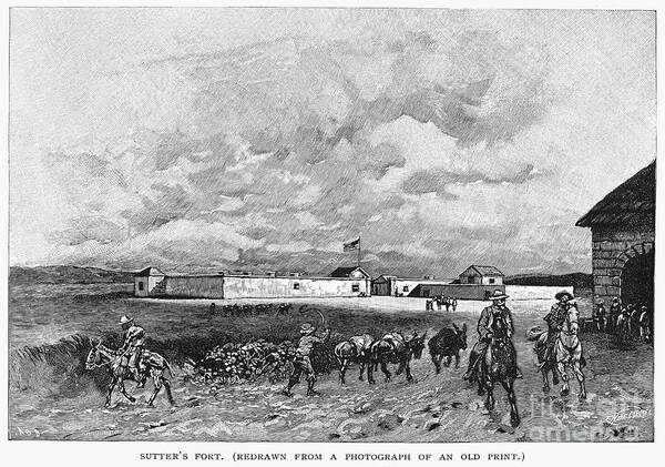 19th Century Art Print featuring the photograph SUTTERS FORT, 19th CENTURY by Granger