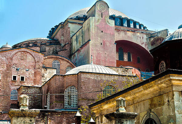 Ancient Art Print featuring the digital art The Ancient Hagia Sophia by Mary Jane Armstrong