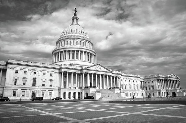 Black And White Art Print featuring the photograph The Capitol Building 2 by Frank Mari