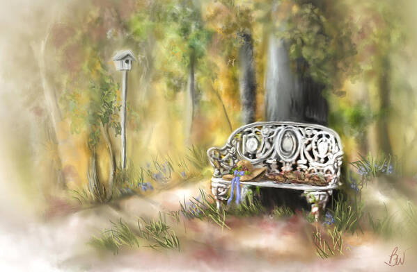 Bench Art Print featuring the painting The Garden Bench by Bonnie Willis