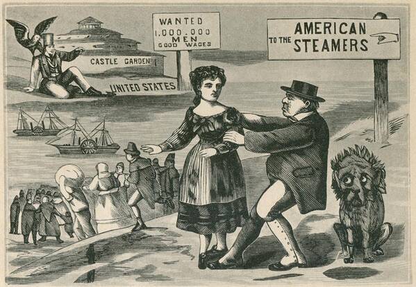 History Art Print featuring the photograph The Lure Of American Wages. John Bull by Everett