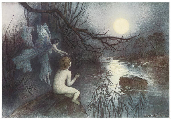Warwick Goble Art Print featuring the painting The Water Babies by Warwick Goble