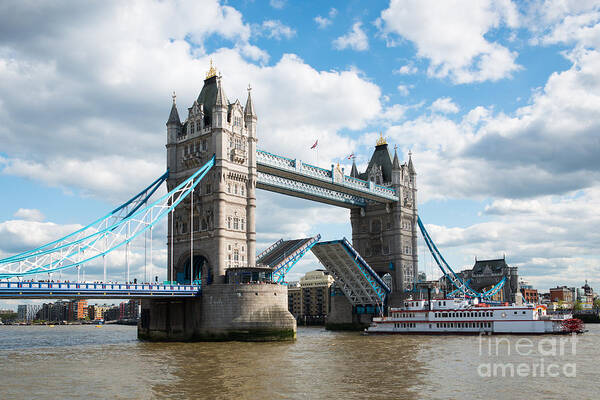 British Art Print featuring the photograph Tower Bridge opening by Andrew Michael