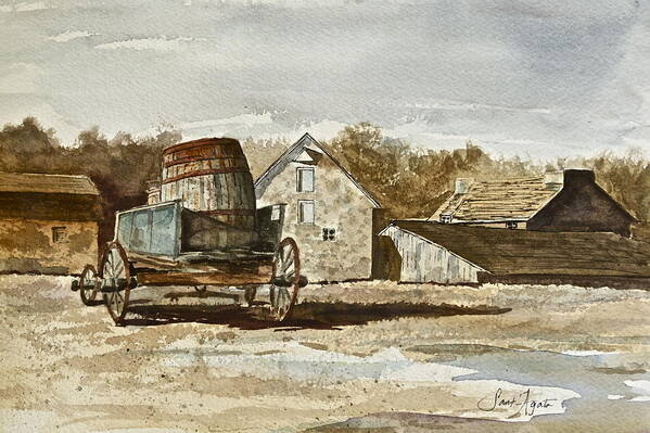 Cider Barrel Art Print featuring the painting Tribute to Andrew Wyeth I by Frank SantAgata
