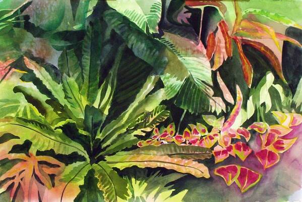 Landscape Art Print featuring the painting Tropical Garden by Richard Willows