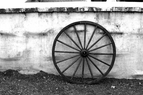 Black And White Art Print featuring the photograph Wagon Wheel by Scott Brown