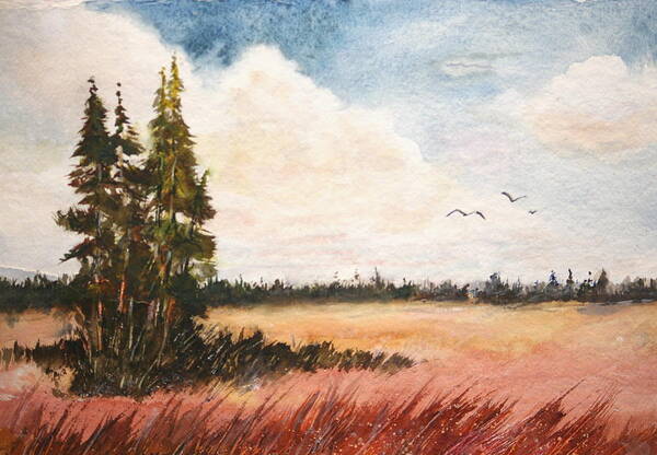 Landscape Art Print featuring the painting Watercolor lesson by Bobby Walters