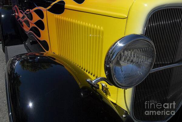 Vintage Cars Art Print featuring the photograph Yellow Flame Vintage Car by Blake Webster