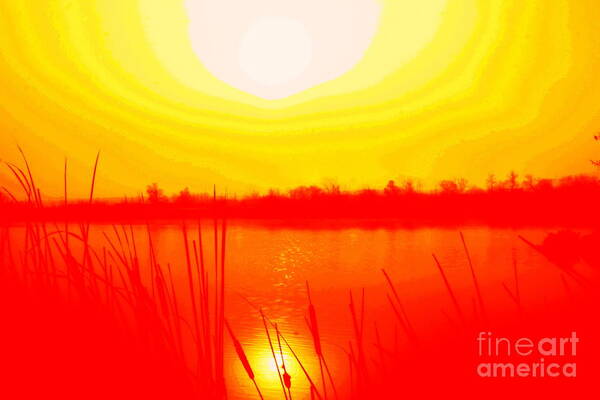 Sunset Art Print featuring the photograph Yellow Tangerine Day by Julie Lueders 